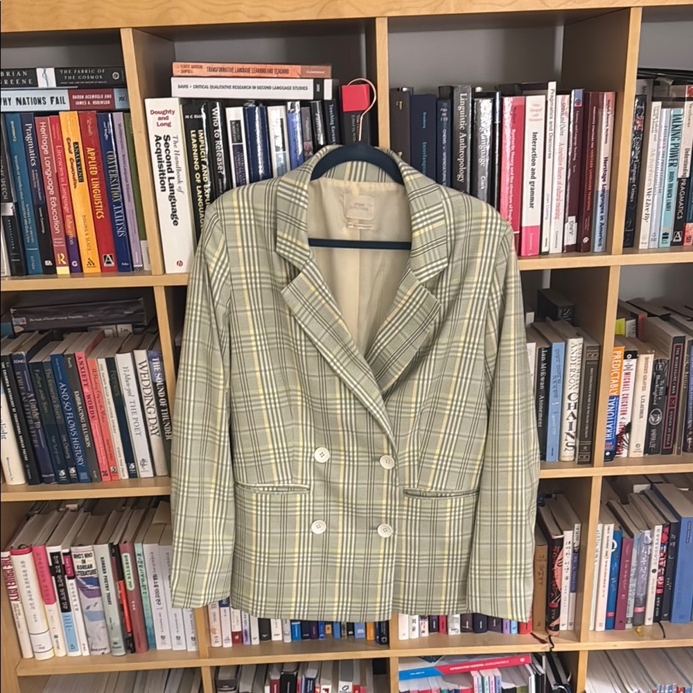 Urban Outfitters Light Green Plaid Blazer